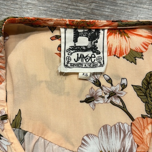 Jaase peach/orange floral bohemian maxi dress with button stern front size XS - Picture 6 of 11